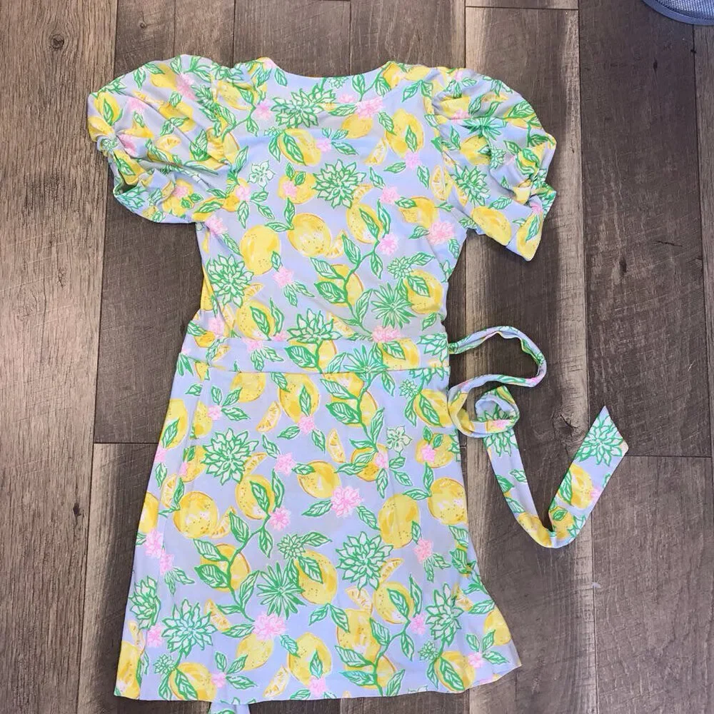 LILLY PULITZER MINT BLUE SAILYN LEMON PRINT ROMPER S